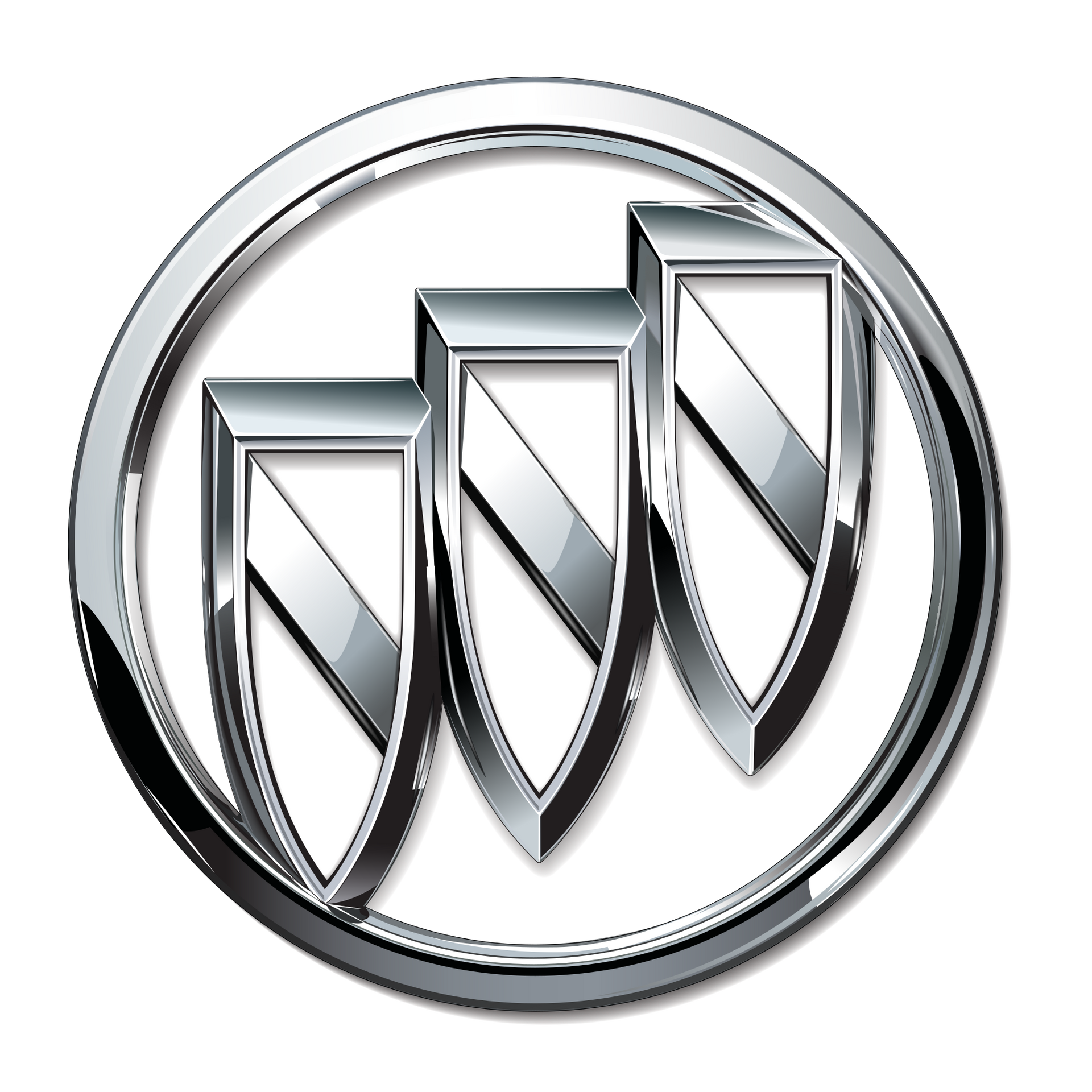 A silver buick logo on a white background
