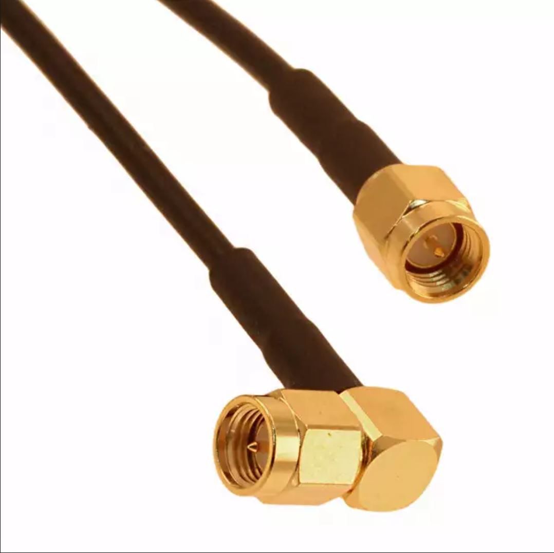 A close up of two antenna connectors on a cable