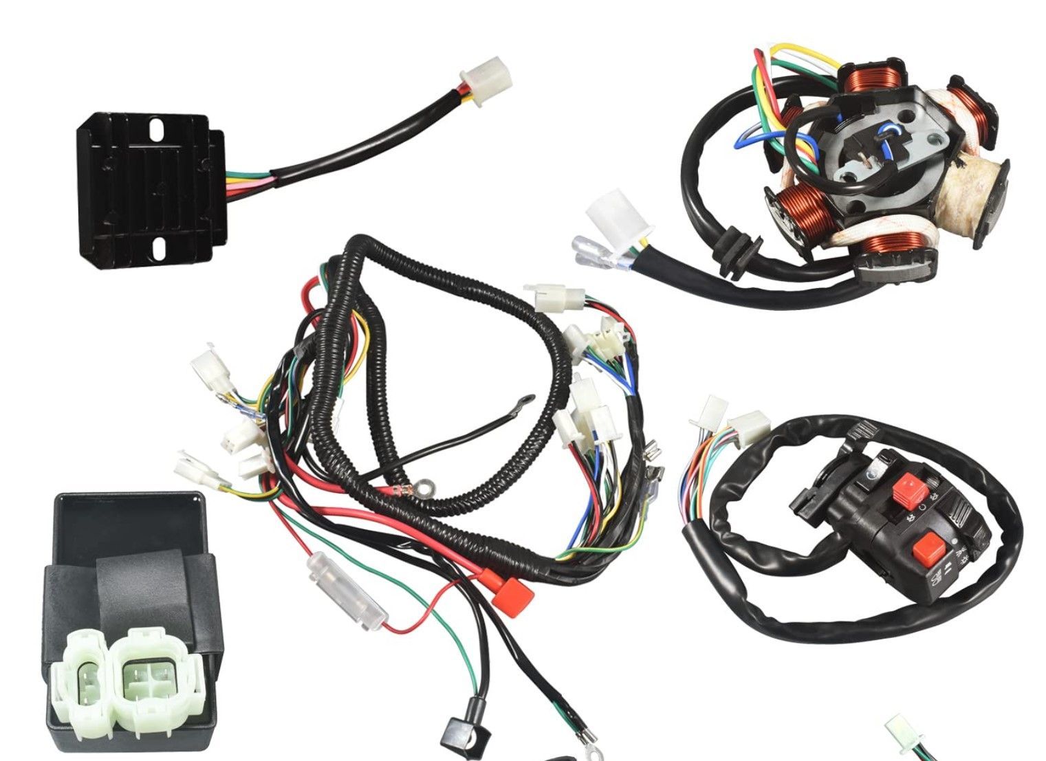 A bunch of wires are sitting on top of each other on a white background.