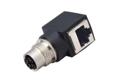 A black and silver connector with a rj45 port on it