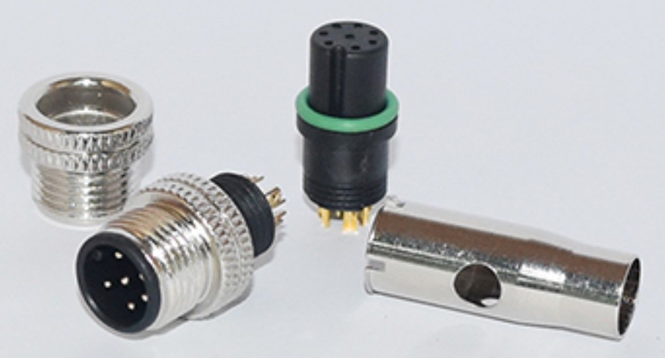 A bunch of different types of connectors on a white surface
