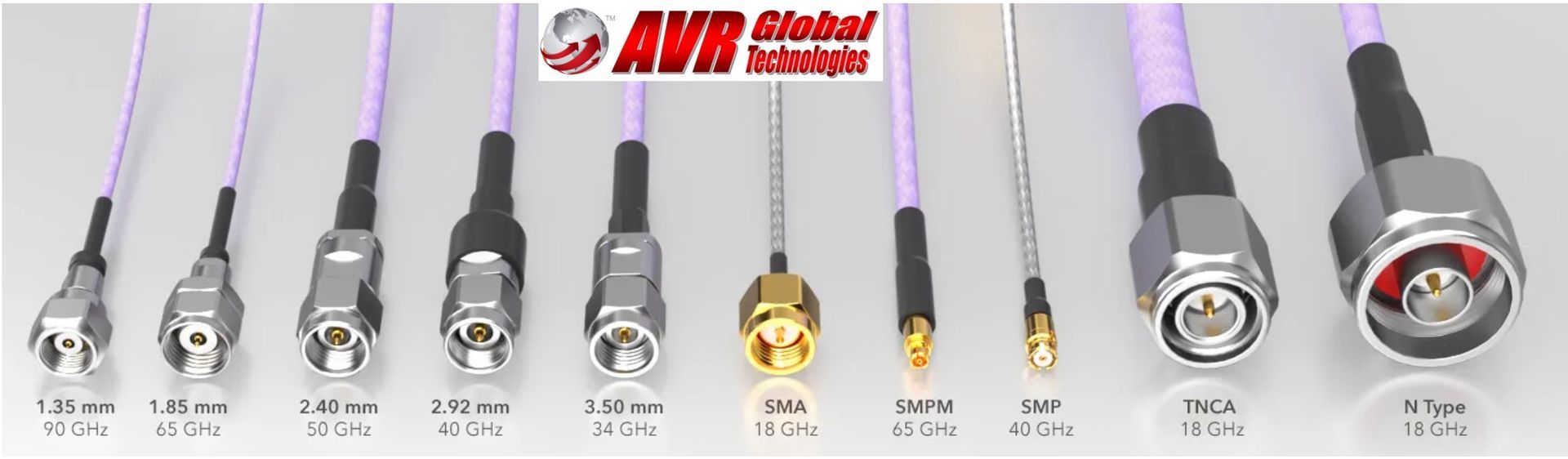 A bunch of different types of connectors are lined up in a row