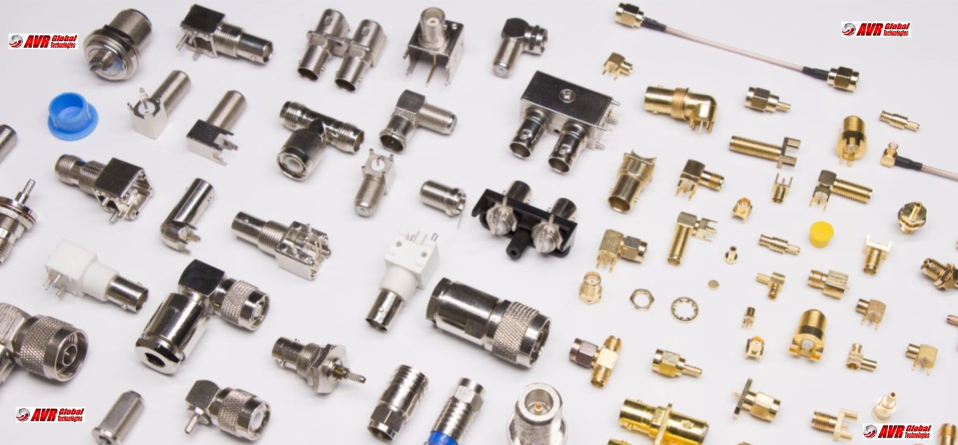 A bunch of different types of connectors on a table