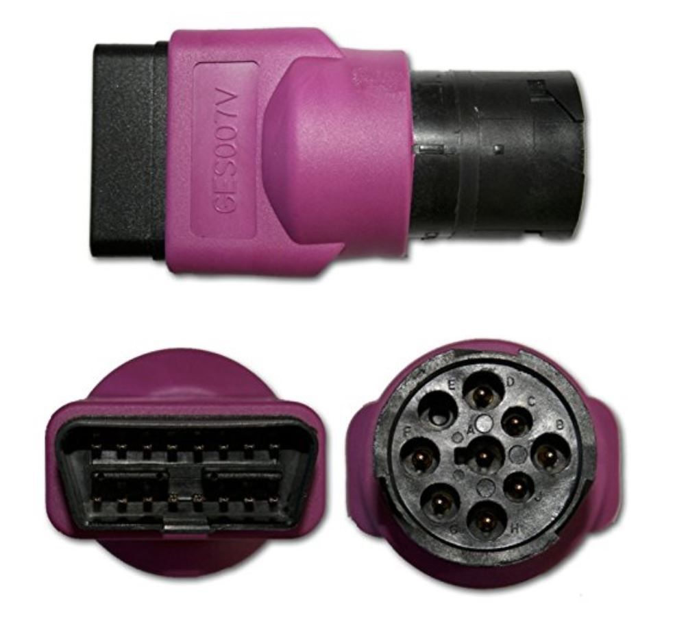 A purple and black connector that says s007v on it