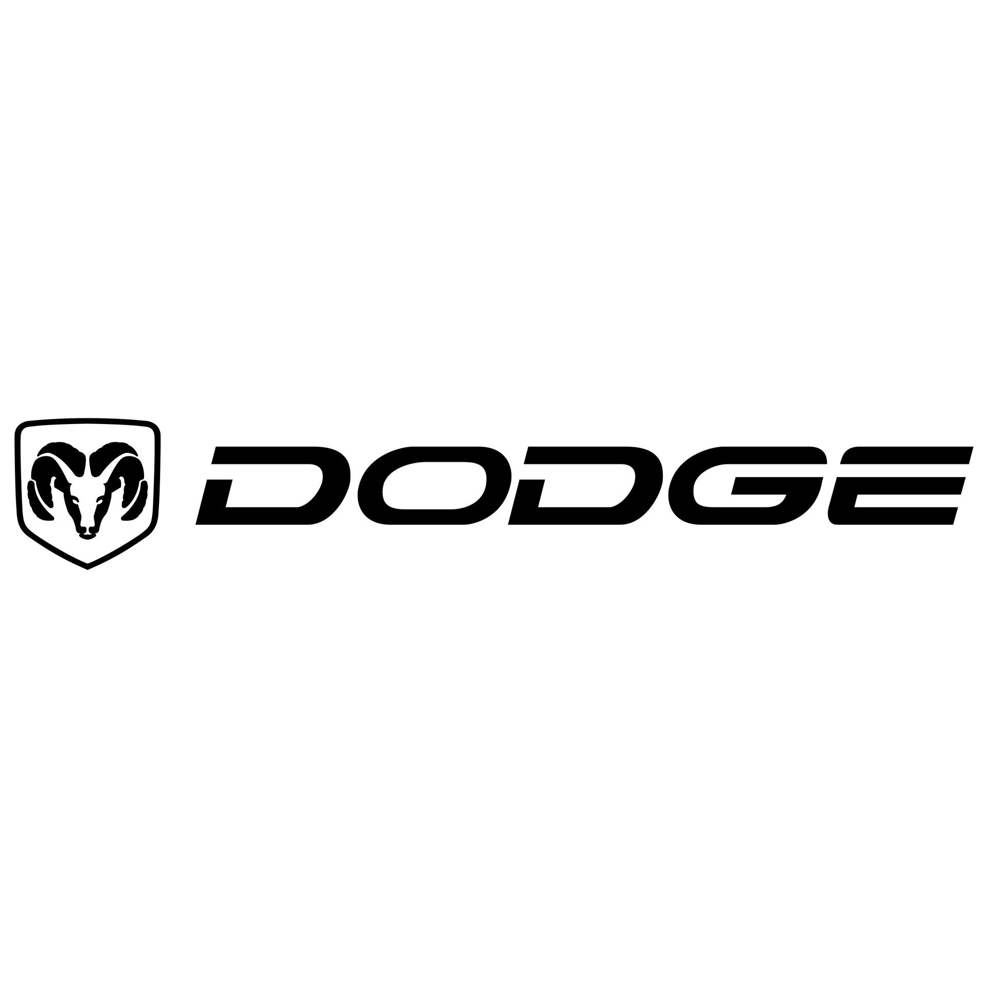 A black and white dodge logo on a white background.