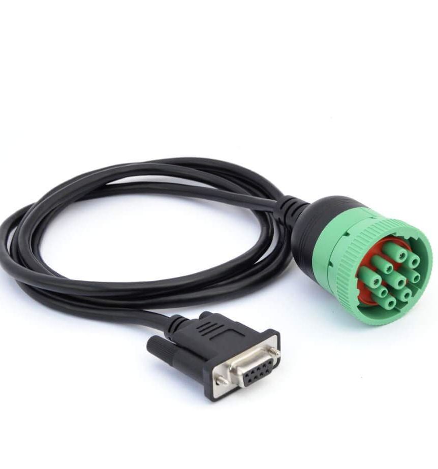 A black cable with a green connector attached to it