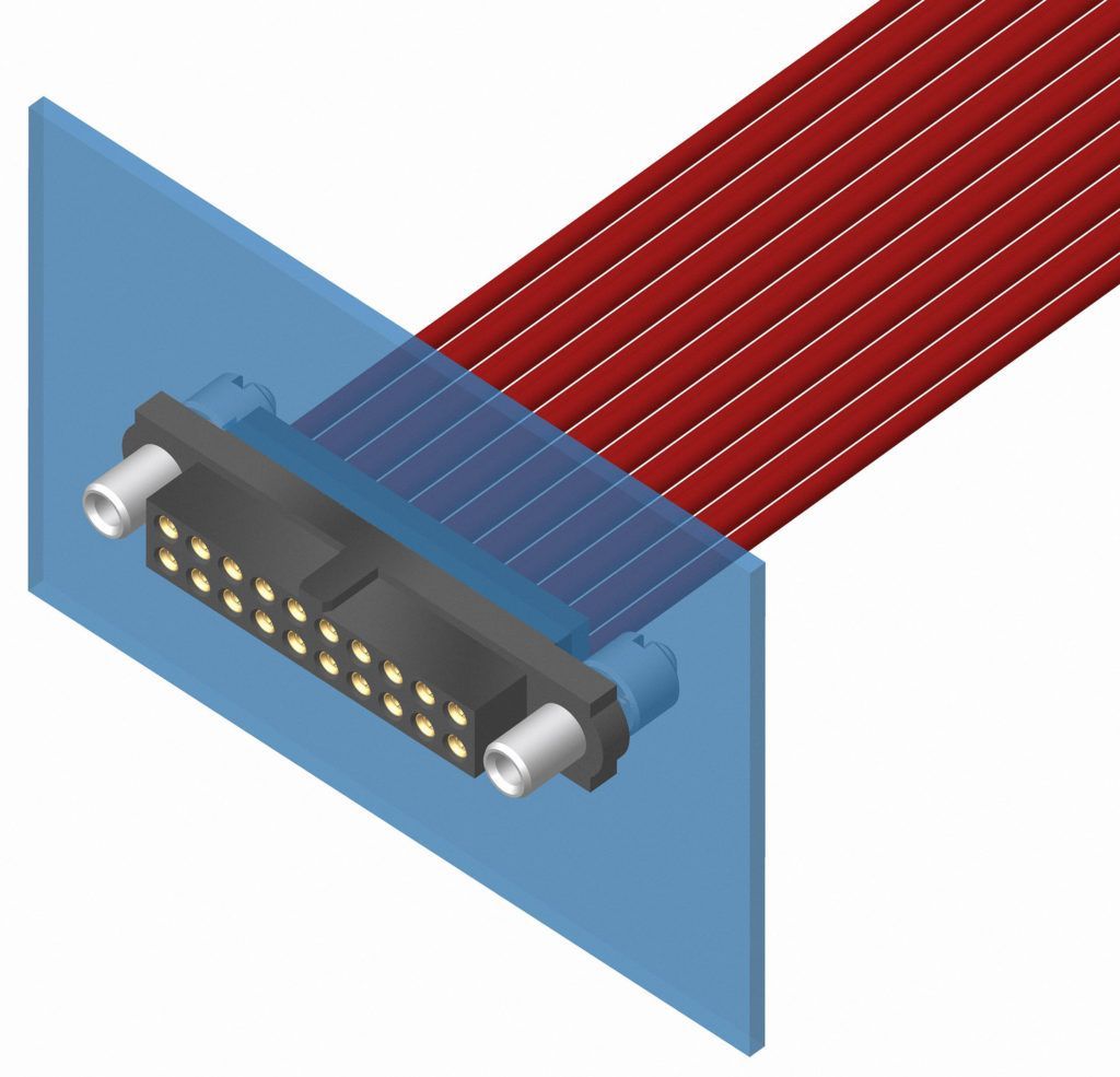 A drawing of a connector with a red cable attached to it