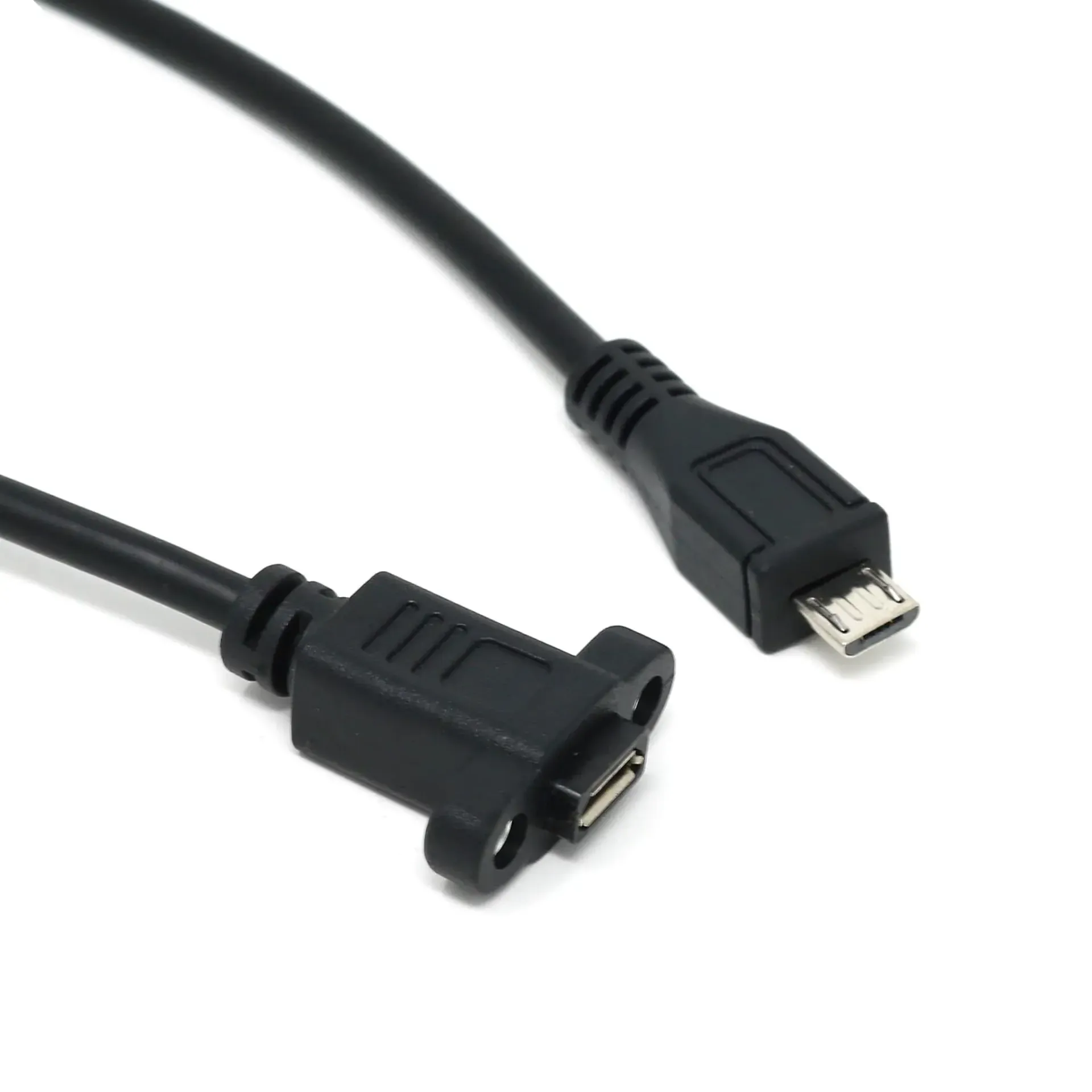 A close up of a micro usb cable on a white background