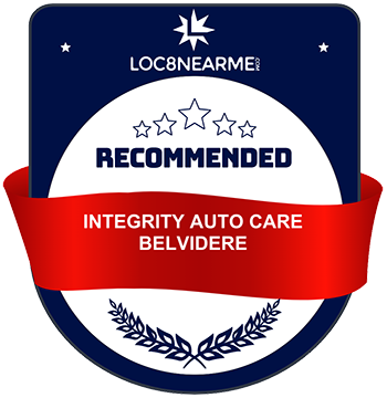 A badge that says integrity auto care belvidere on it
