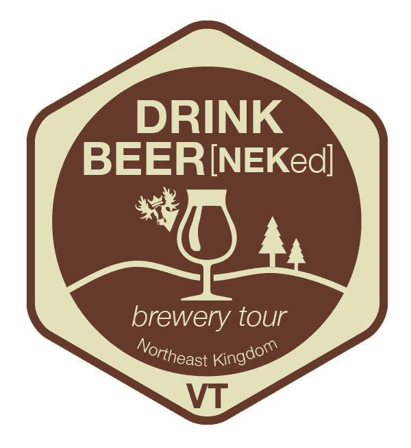 Brown and tan brewery tour logo: 