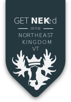 Dark blue shield with text 