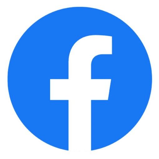The facebook logo is in a blue circle on a white background.