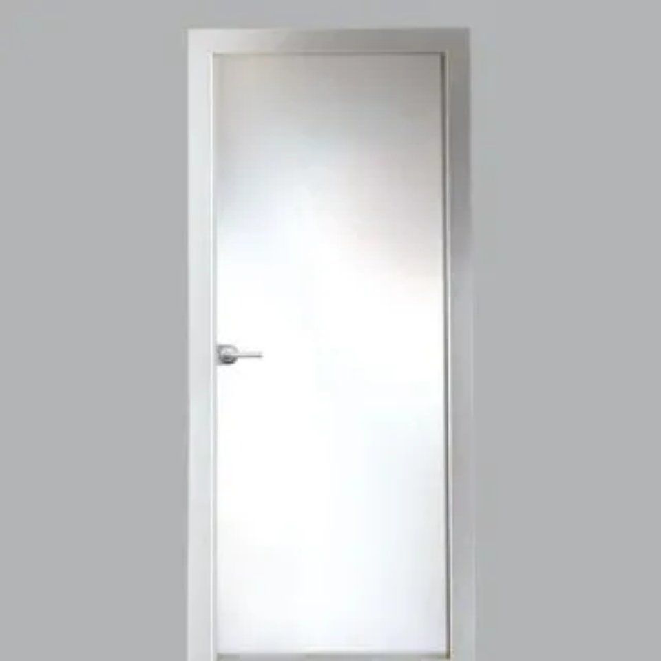 Porta ad anta in cristallo satinato e telaio in alluminio