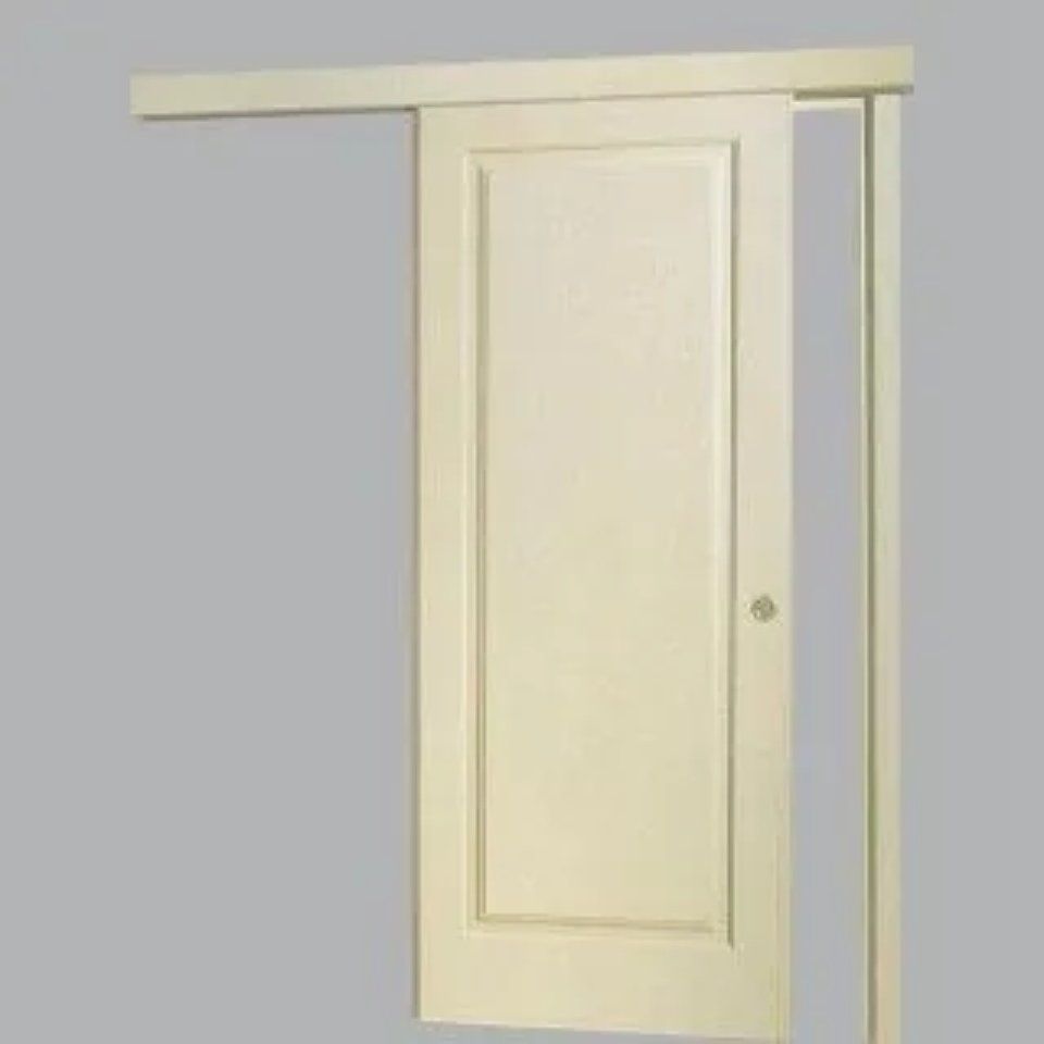 Porta scorrevole esterno muro. Anta pantografata, color avorio