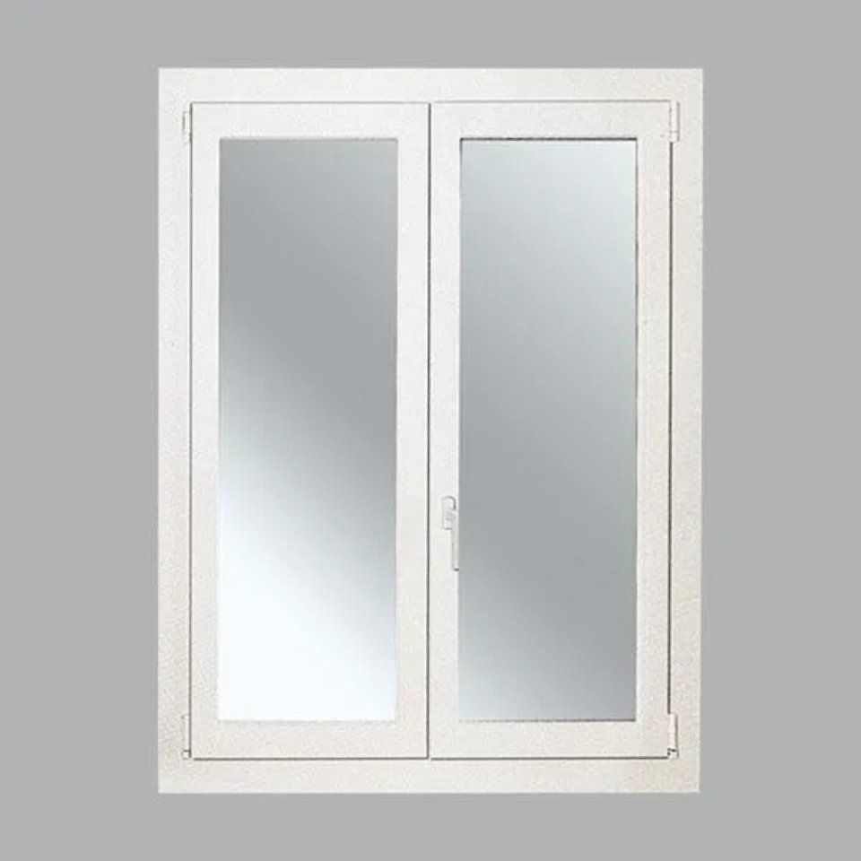 Finestra a due ante bianca con cerniere bianche