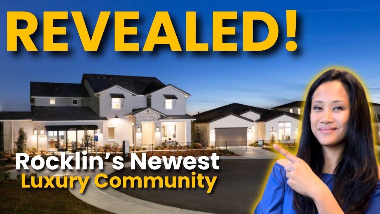A woman points to a luxury home community in Rocklin, California.  Title: 