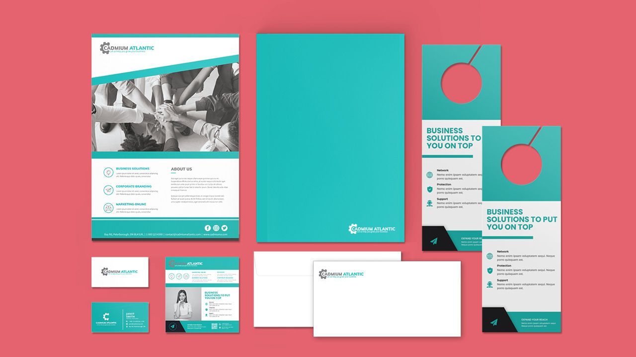 black and yellow business cards fanned out