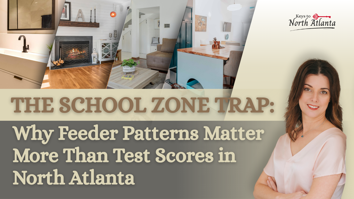 Woman on a podcast cover with interior design photos and text: 