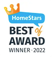 The homestars best of award winner is a speech bubble with a crown on it.