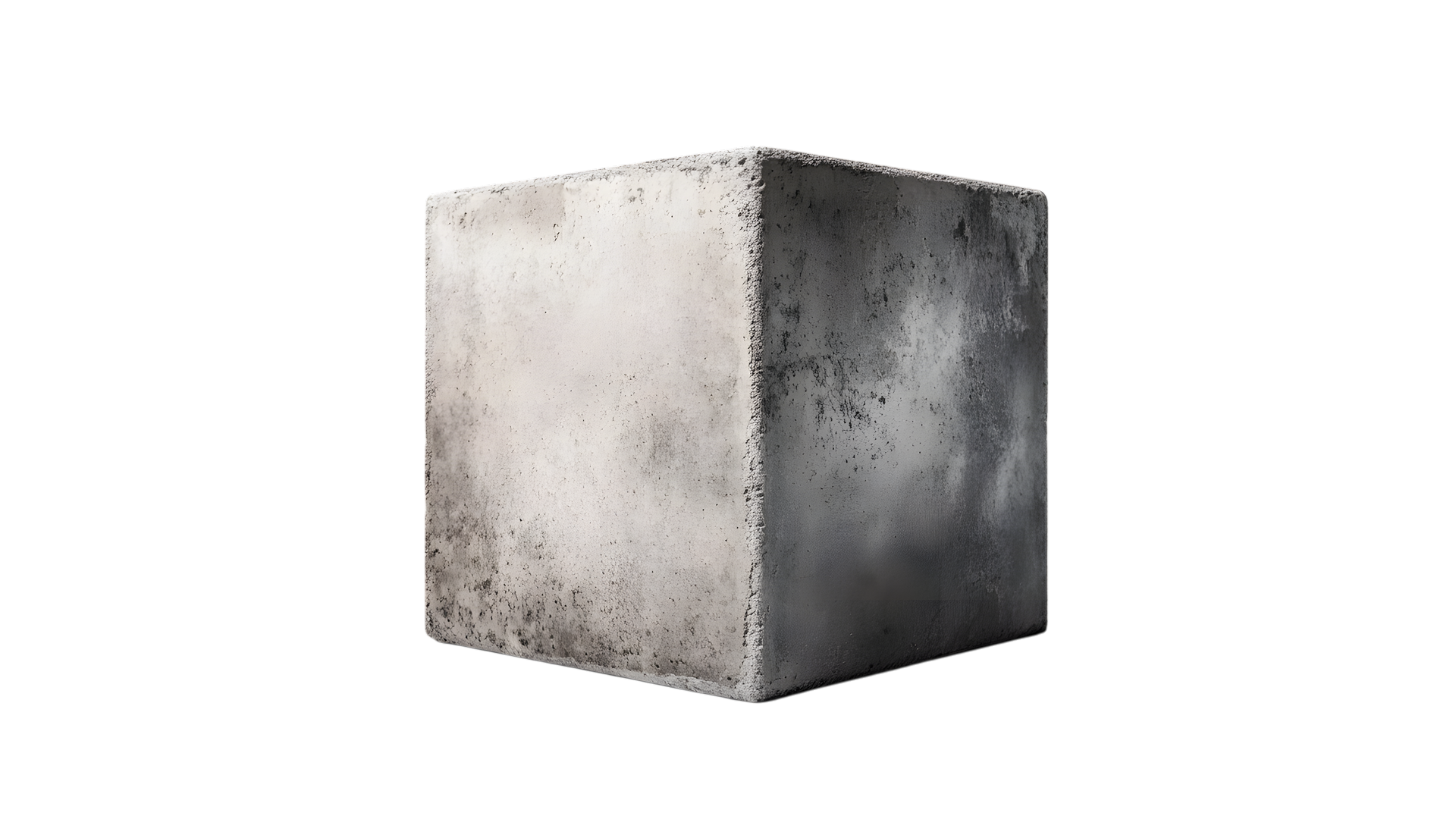 A close up of a concrete block on a white background.