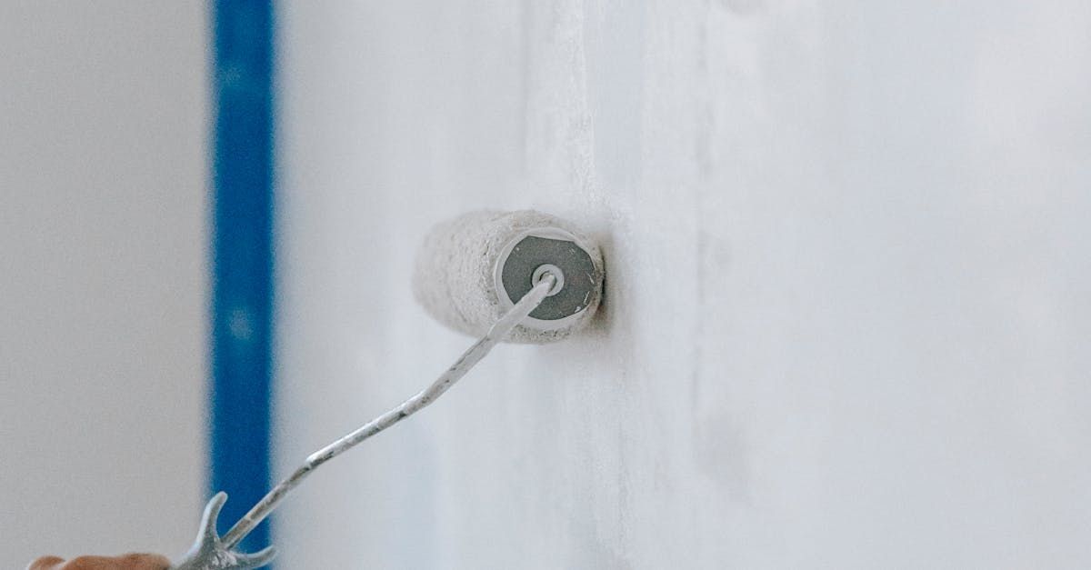 A person is painting a wall with a paint roller.