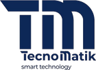 Logo Tecnomatik in blu con lo slogan "tecnologia intelligente".