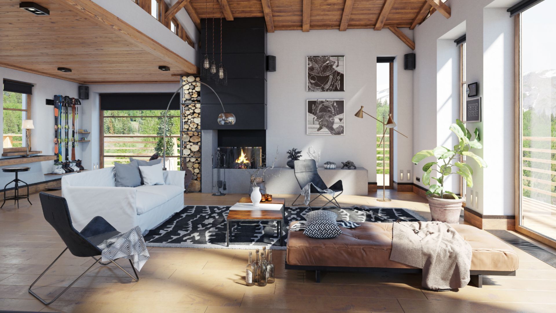 A living room filled with furniture and a fireplace brandon rearick englewood colorado