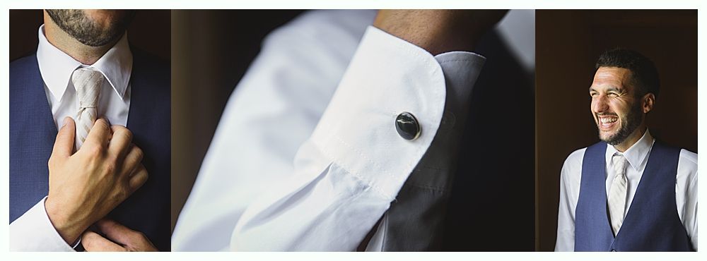 Bride in a white wedding dress smiles, holding a bouquet. A veil flows in the wind under a weeping willow.