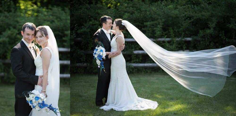 Wedding ceremony: couple at the altar, guests watching. Outdoor setting.