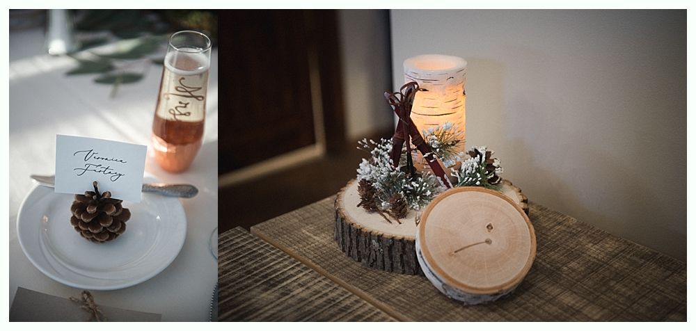 Wedding couple laughing during a reception. The groom covers his face, and the bride smiles widely.