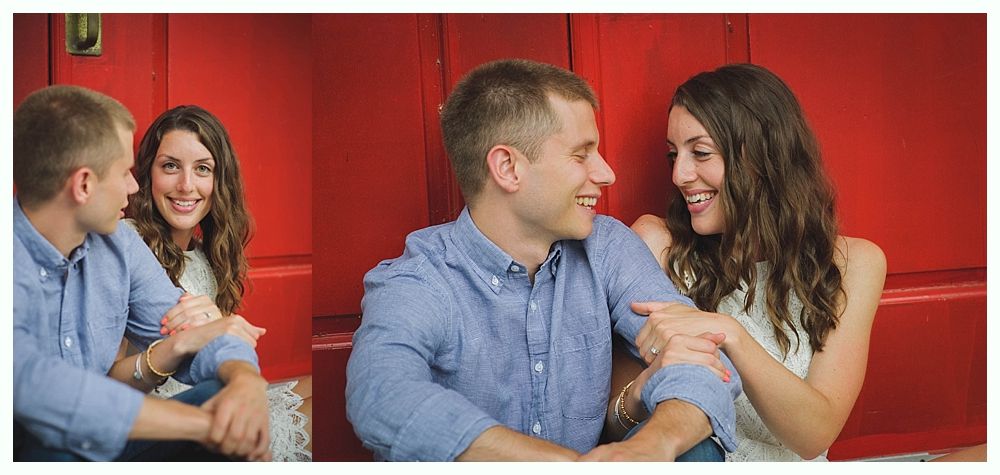 Bride in white gown holding bouquet, posed outdoors. Sunlight streams through trees.
