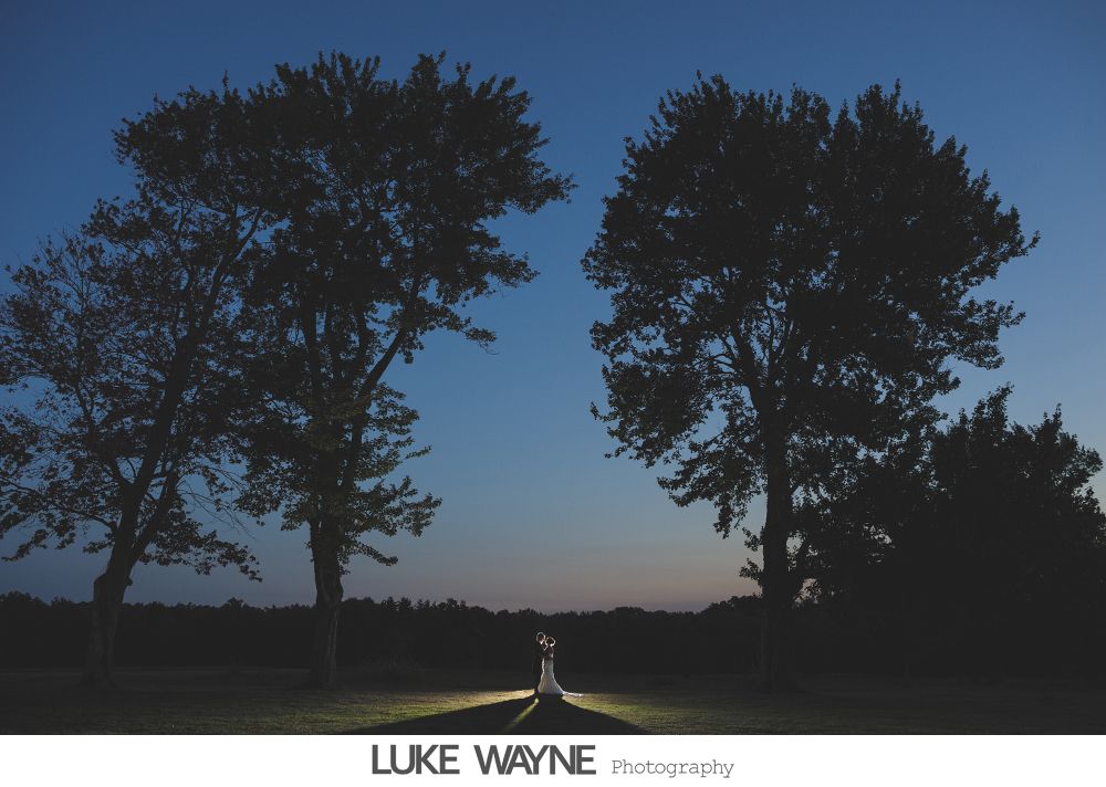 Wedding reception details: cake, flowers, wine, purple and white decor.