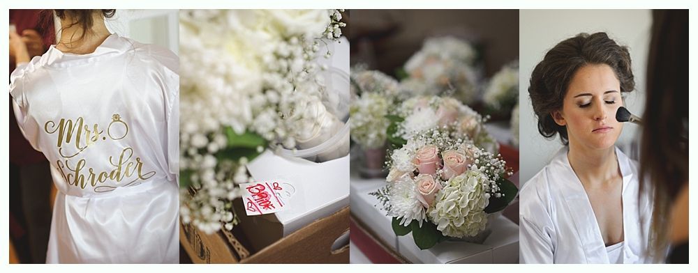 Bride getting ready for wedding: robe with 