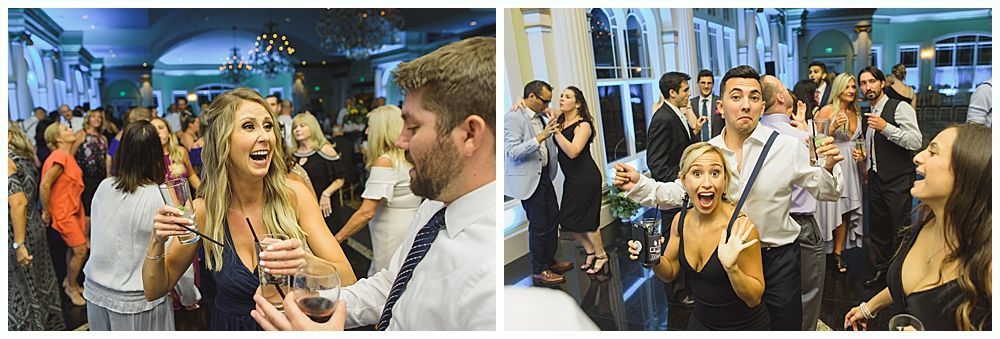 People dancing at a party with smiles and excitement, indoors.