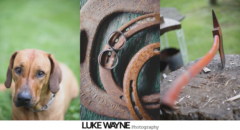 Two wedding rings on a weathered green book.
