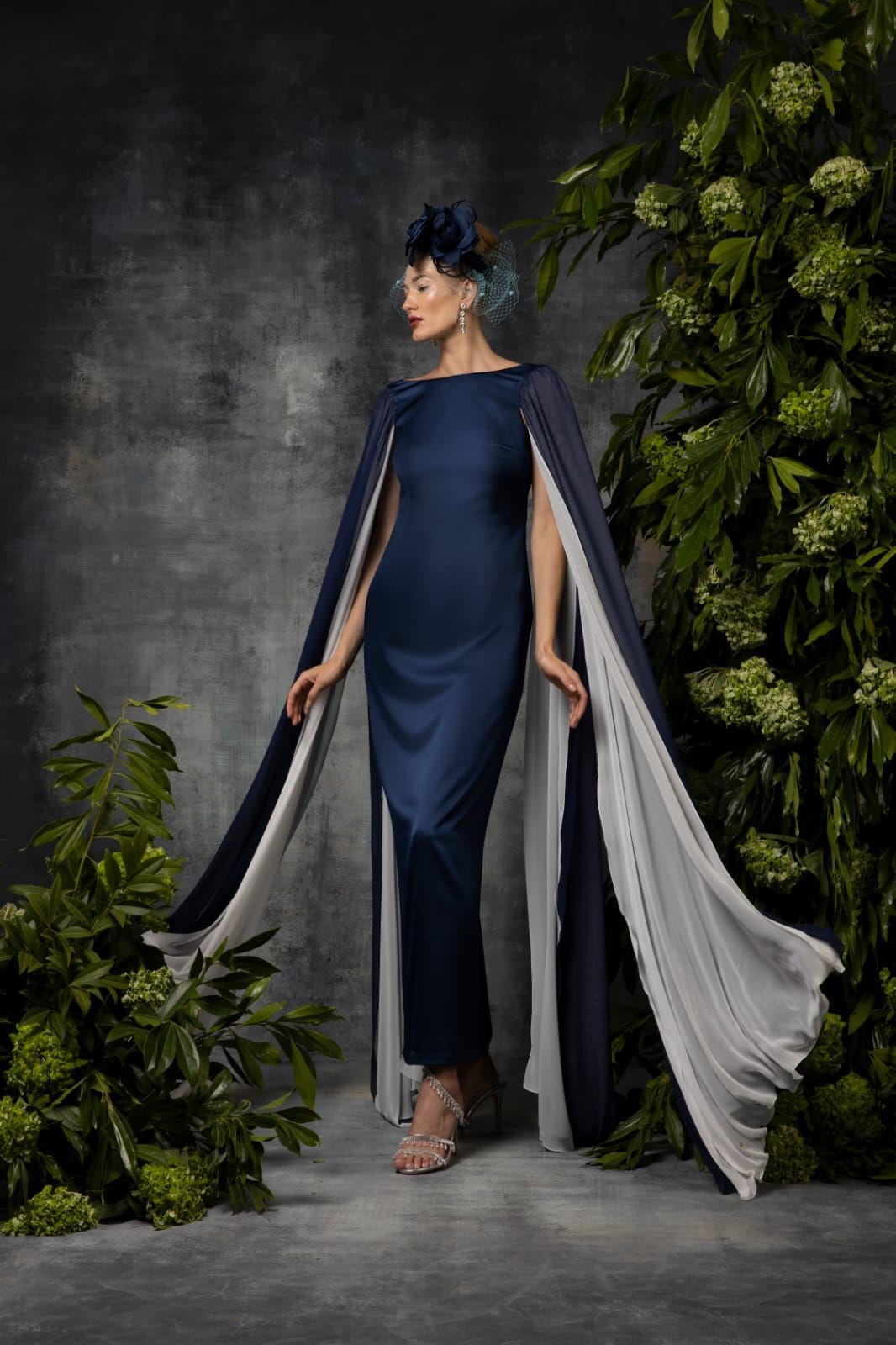 abito cerimonia blu Atelier Gioia Fiumicino Roma