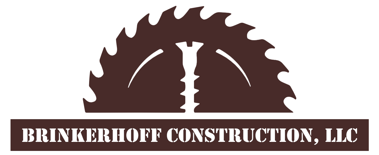 The logo for brinkerhoff construction llc shows a circular saw blade