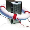 A life preserver is attached to a server.