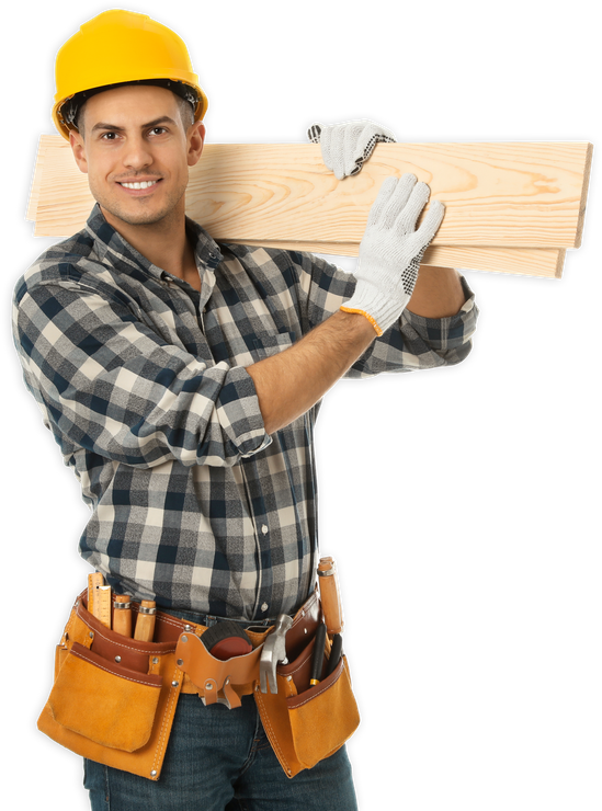 Handyman Carrying Wood Planks