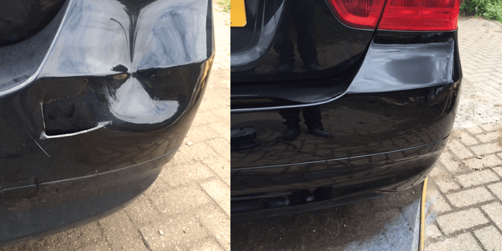 Before and after image of a cracked windscreen
