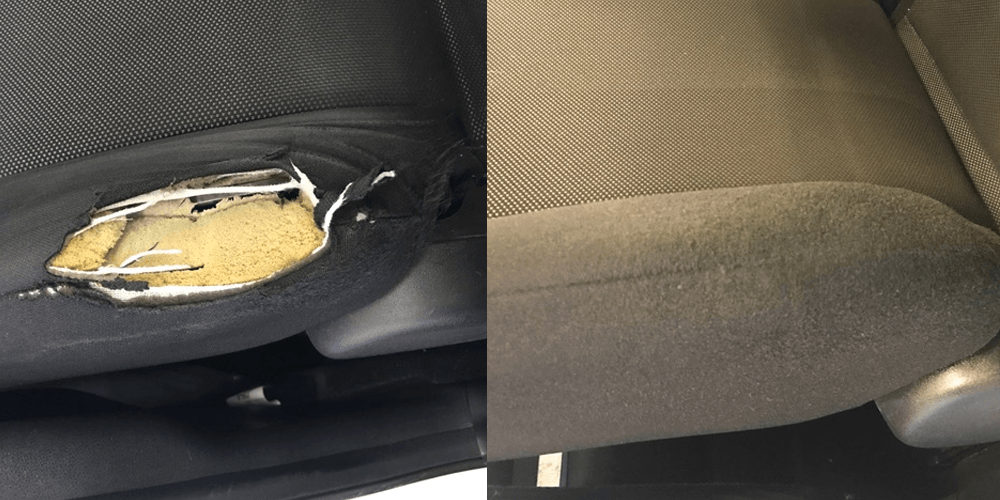 Before and after image of a cracked windscreen