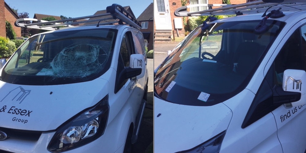Image in Colchester of a windscreen before and after repair