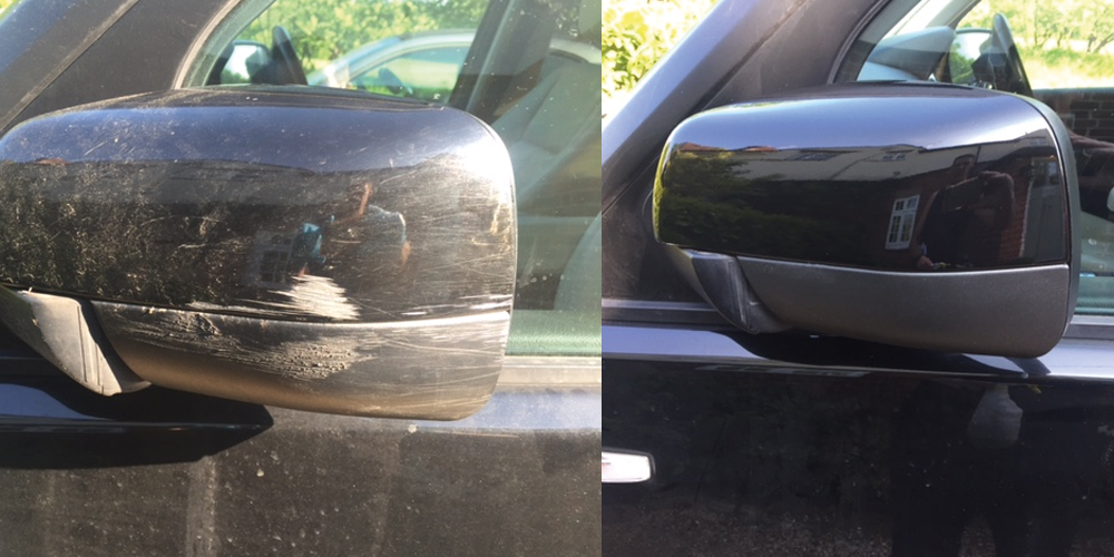 Before and after image of a cracked windscreen
