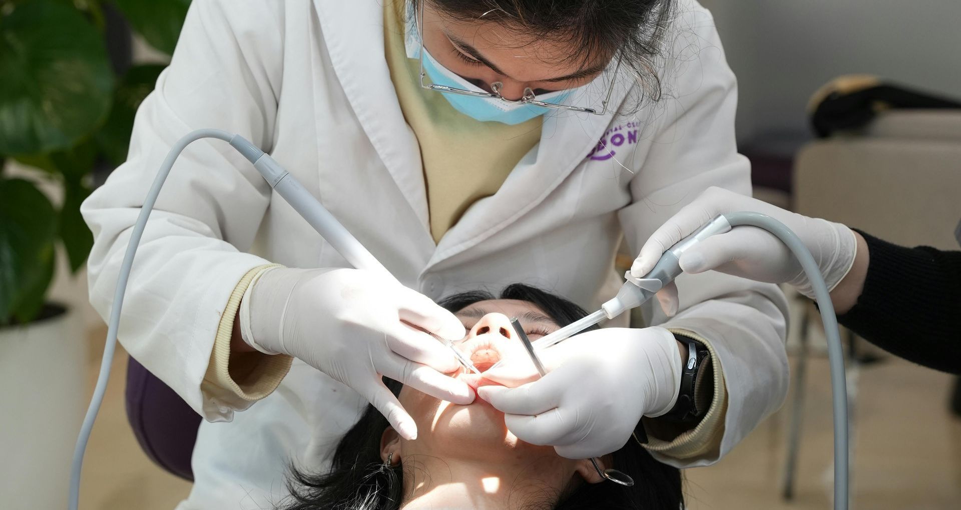 Person sitting at dental office