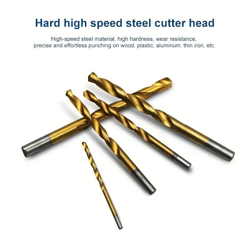 100pcs HSS Titanium Coated Drill Bit Set, Twist Drill Bits Set, High Speed Steel
