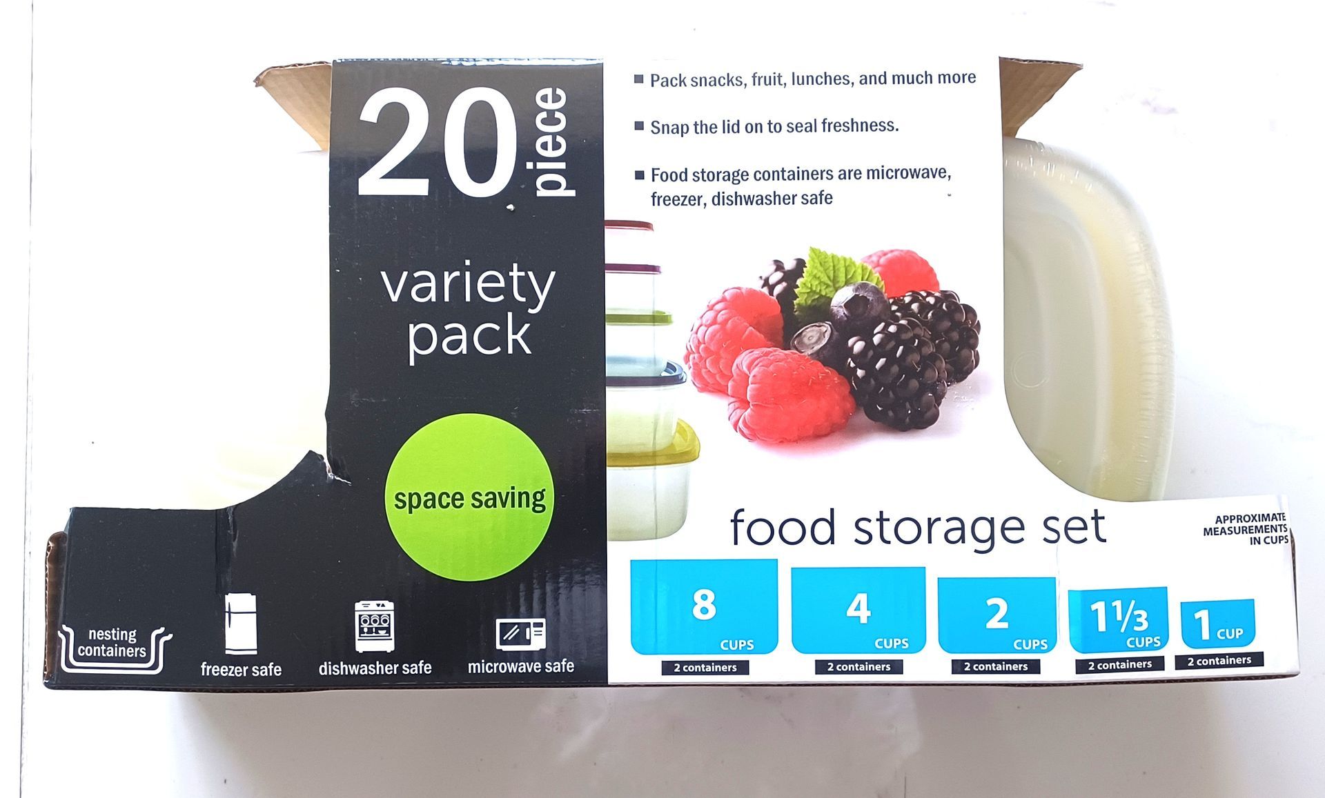 Handy Helpers Variety Pack Food Storage Containers 20 piece Set, Clear Plastic