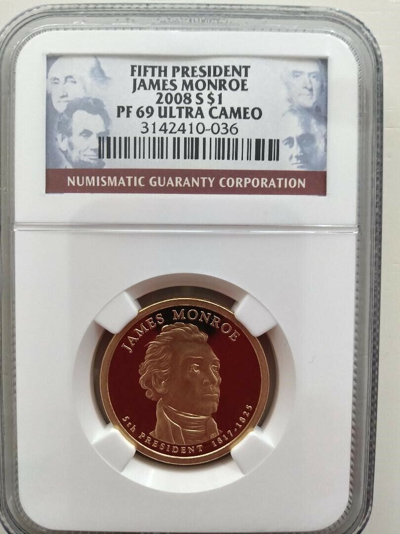 2008-S Fifth President James Monroe PF69 Ultra Cameo NGC Graded