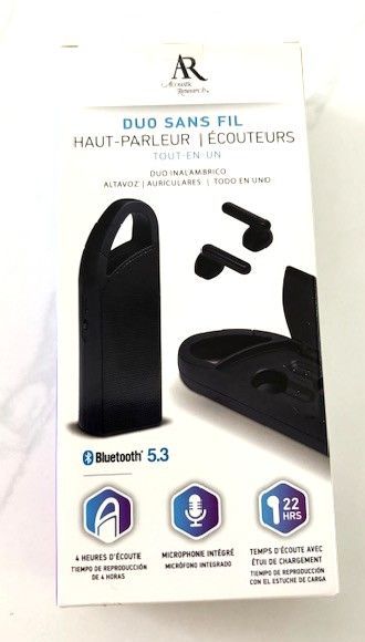 Accustic Research Duo Wireless Speaker/Earbuds Bluetooth 5.3