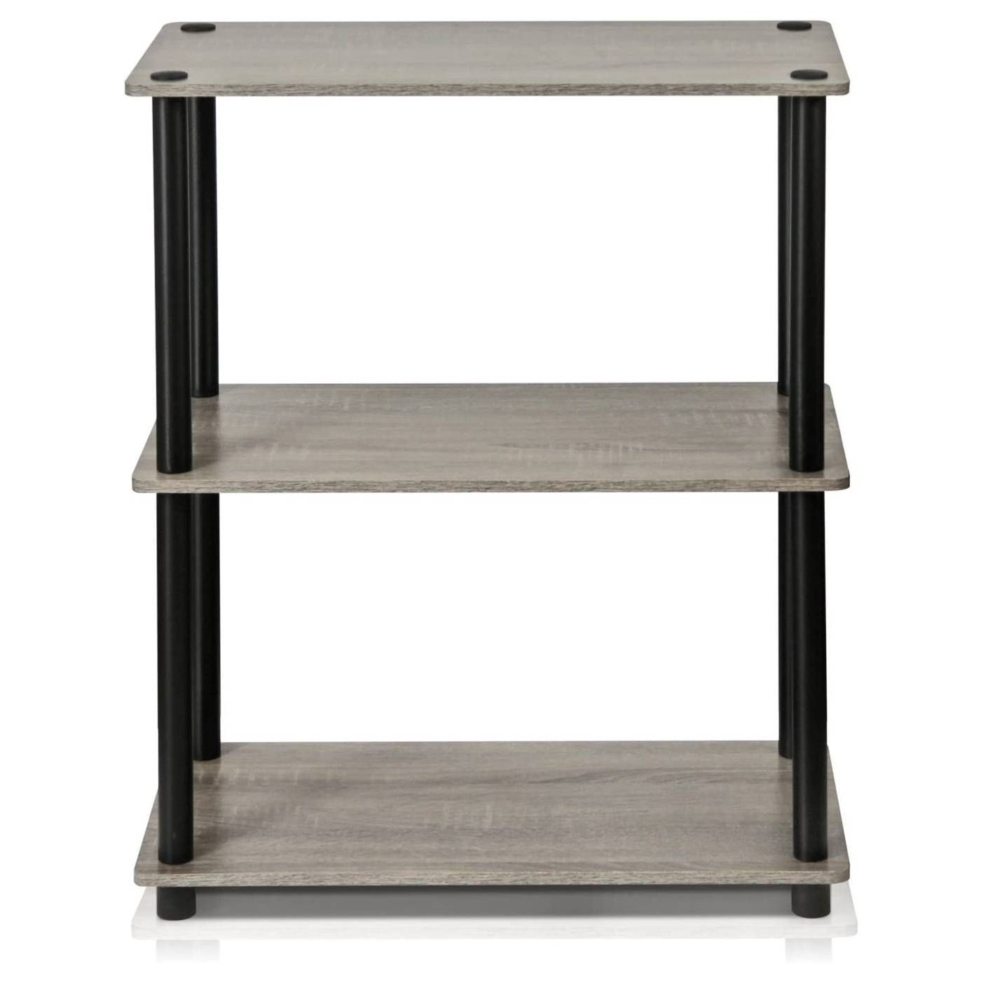 Gray Oak and Black Finish 3-Tier Bookcase  - FREE SHIPPING