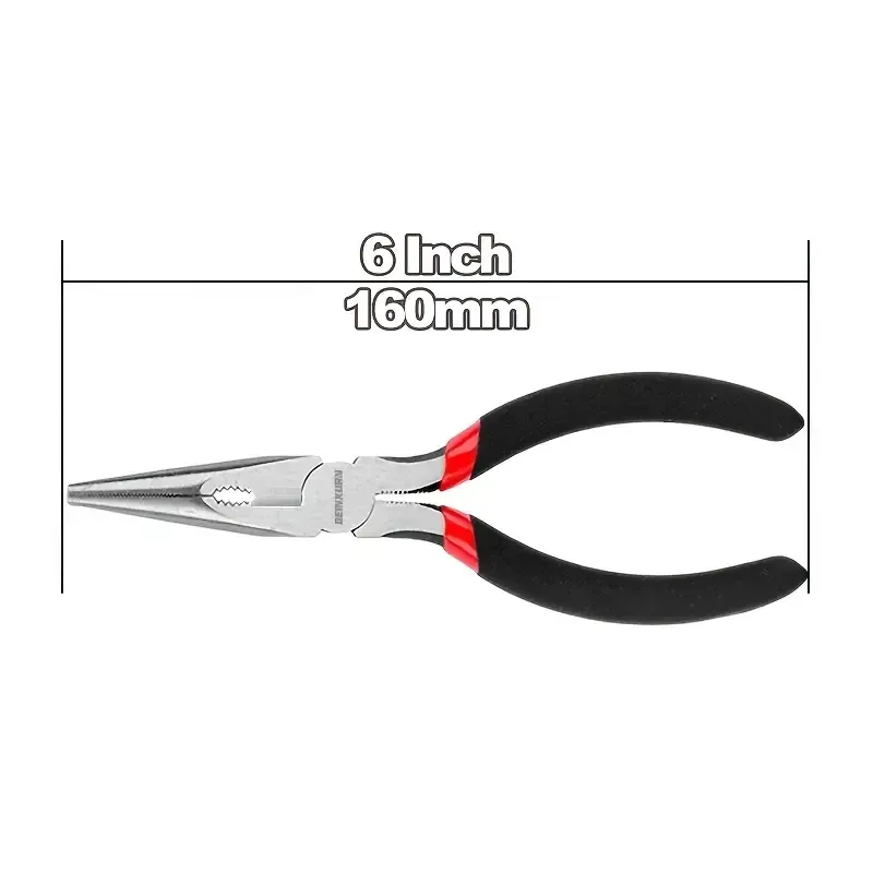 6 in Heavy-Duty Needle Nose Pliers with Precision Wire Cutter & Soft Grip